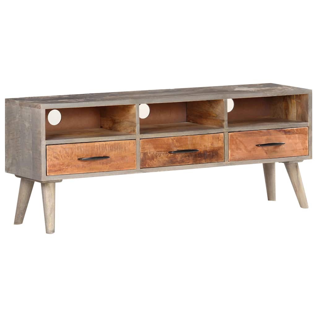 321805 vidaXL TV Cabinet Grey 130x35x51 cm Solid Rough Mango Wood
