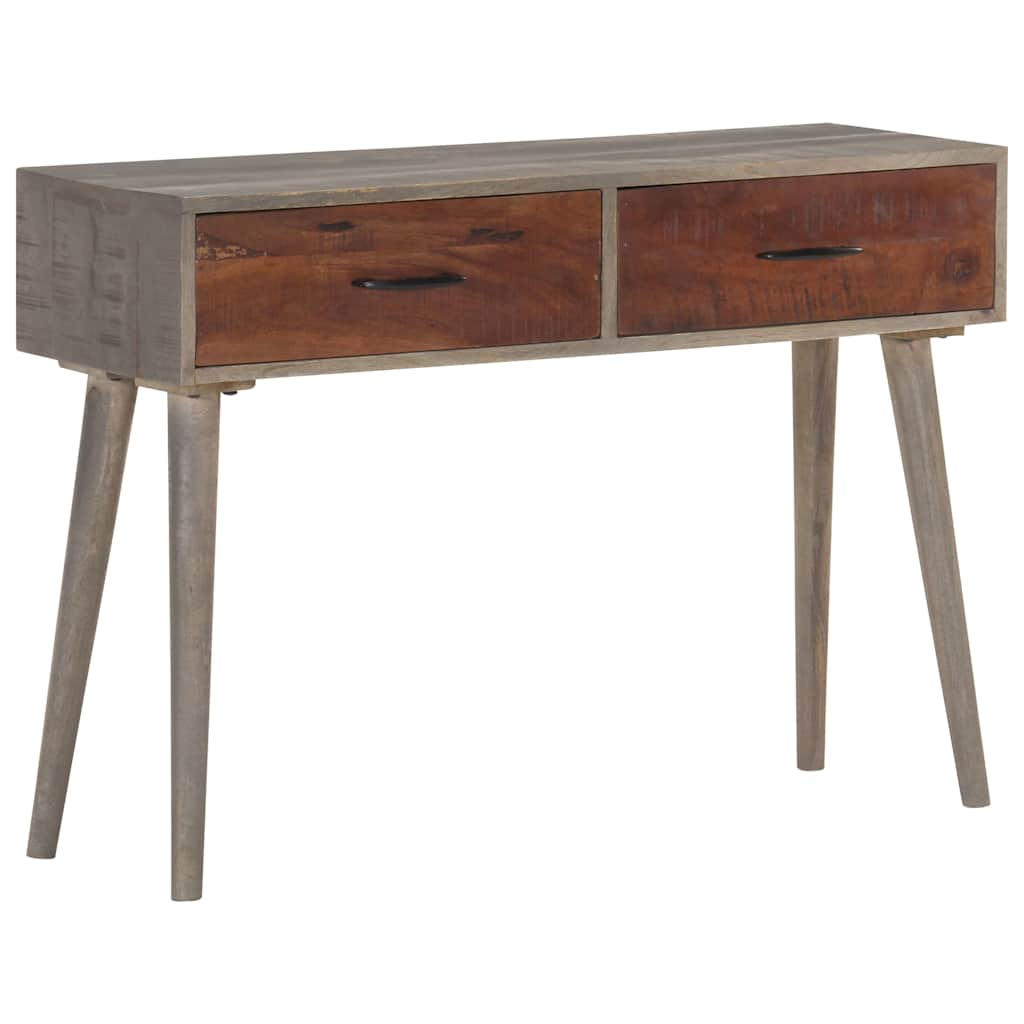 321807 vidaXL Console Table Grey 110x35x75 cm Solid Rough Mango Wood