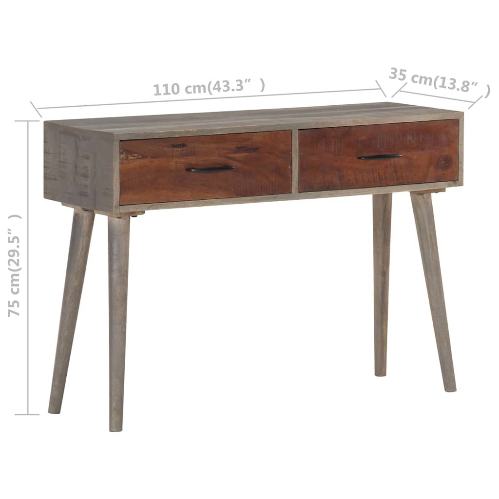 321807 vidaXL Console Table Grey 110x35x75 cm Solid Rough Mango Wood