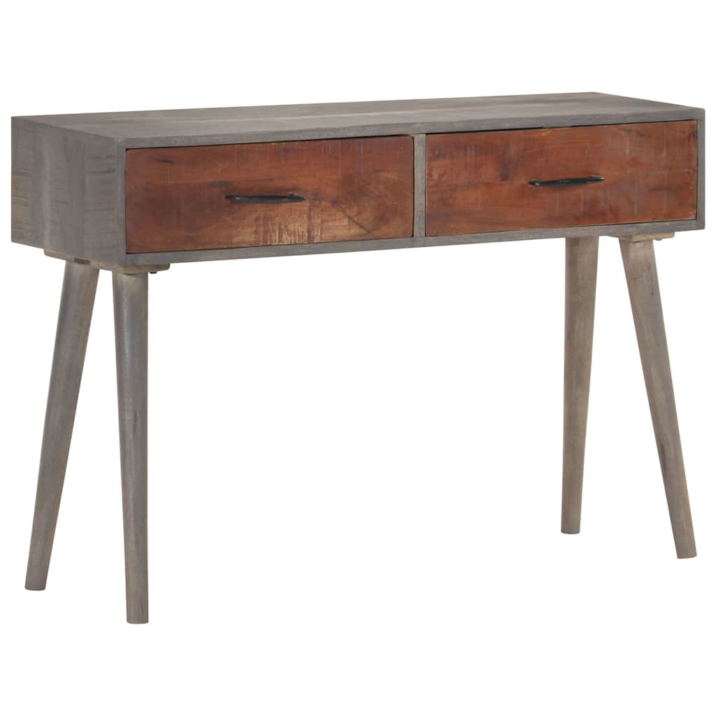 321807 vidaXL Console Table Grey 110x35x75 cm Solid Rough Mango Wood