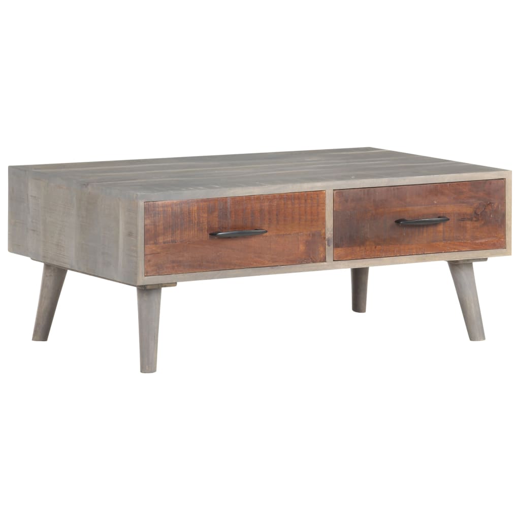 321808 vidaXL Coffee Table Grey 100x60x40 cm Solid Rough Mango Wood