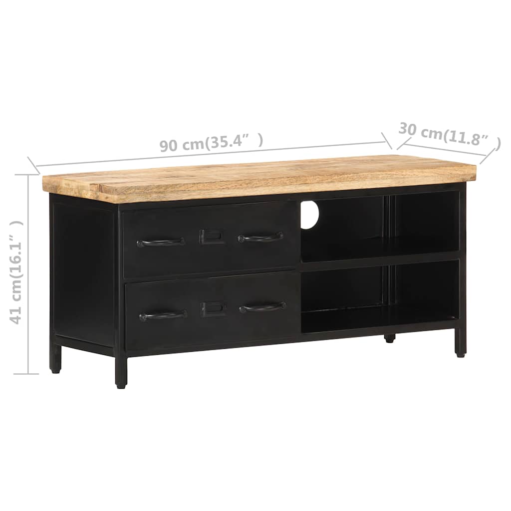 320662 vidaXL TV Cabinet 90x30x41 cm Rough Mango Wood