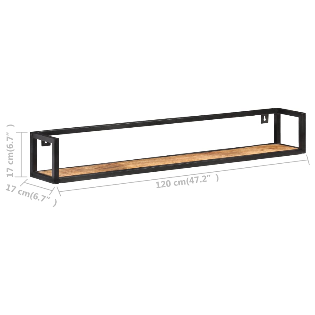 vidaXL Wall Shelves 2 pcs 120 cm Rough Mango Wood