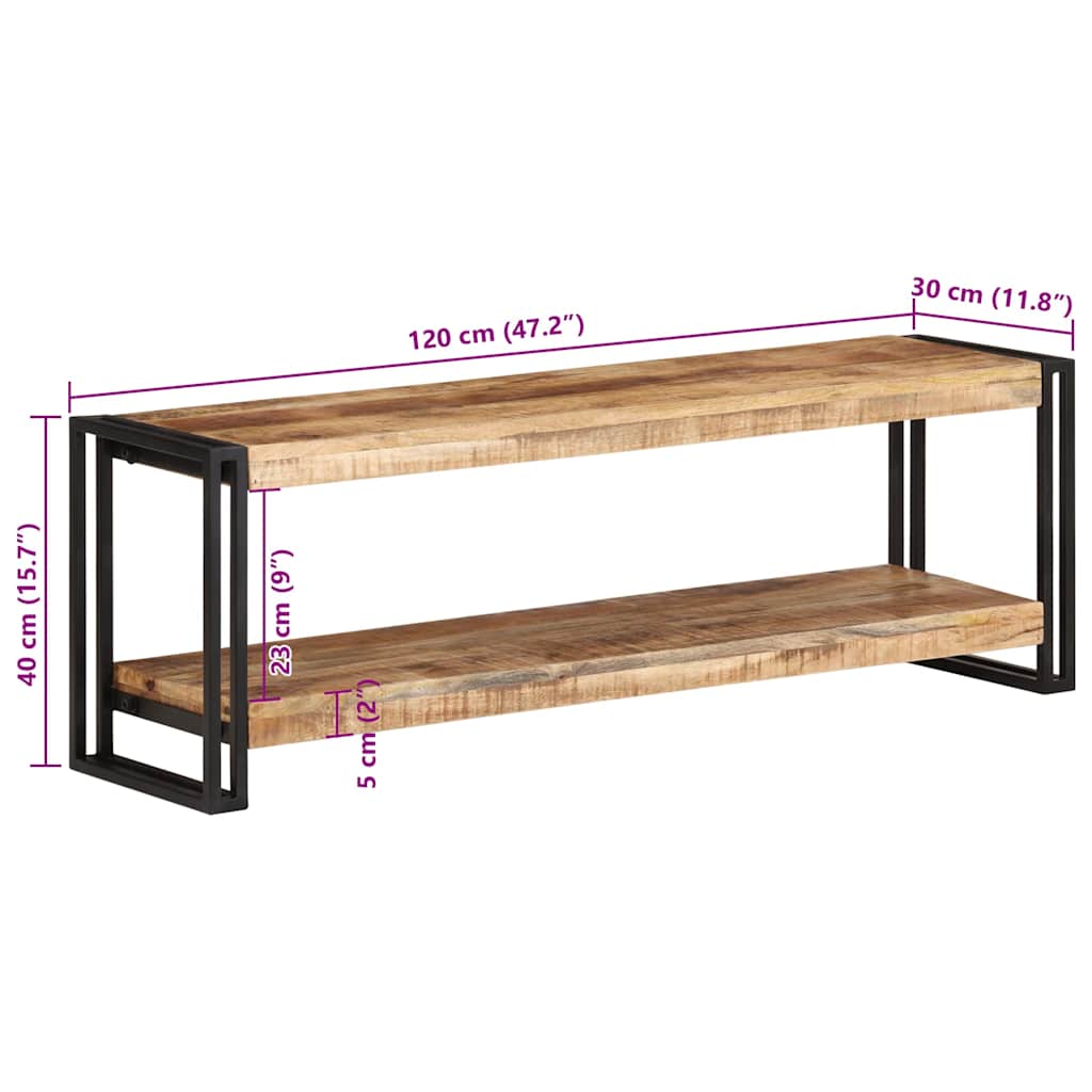 320679 vidaXL TV Cabinet 120x30x40 cm Rough Mango Wood