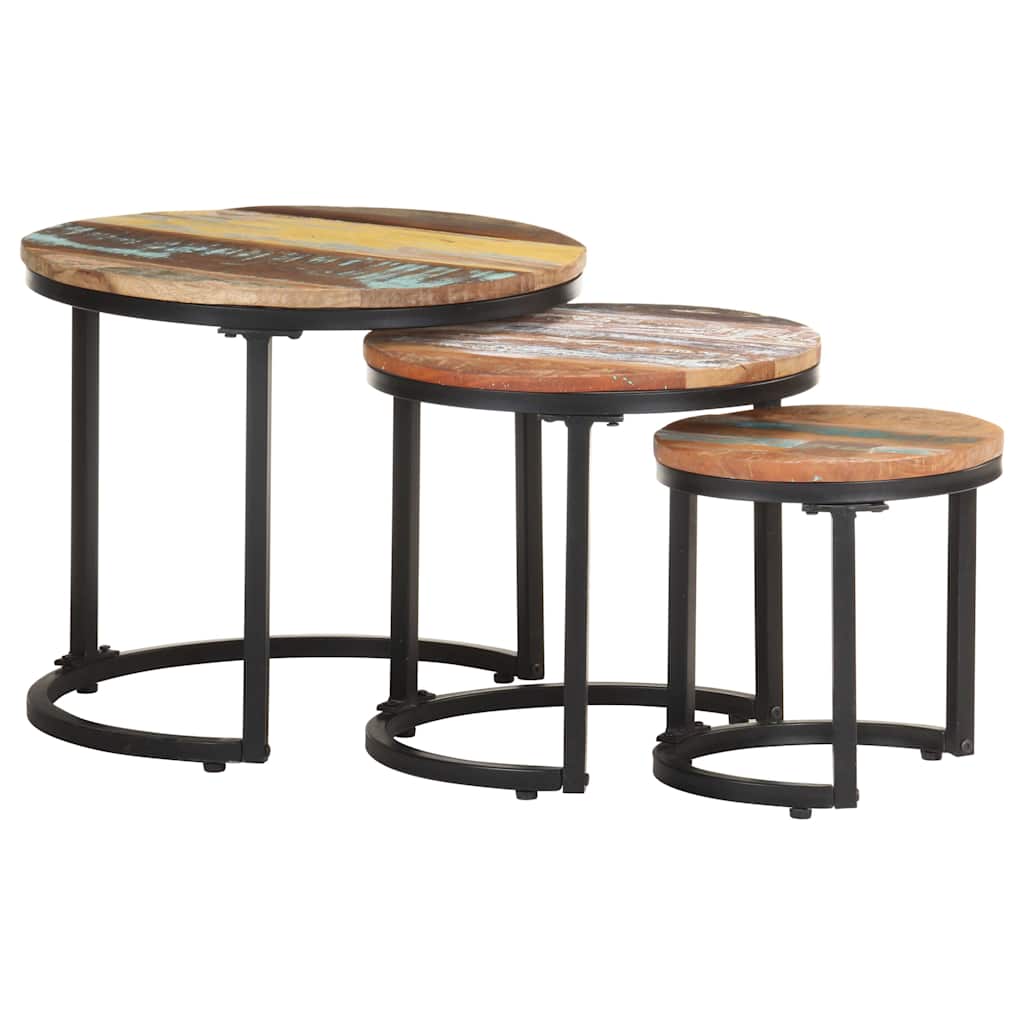 320688 vidaXL Side Tables 3 pcs Solid Reclaimed Wood