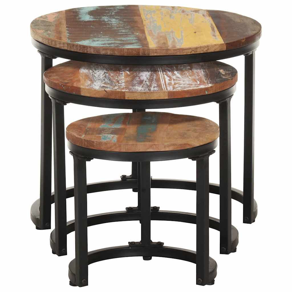 320688 vidaXL Side Tables 3 pcs Solid Reclaimed Wood