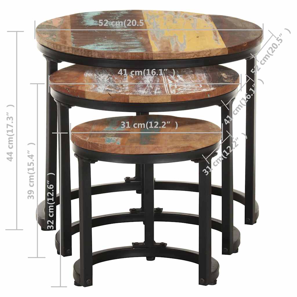 320688 vidaXL Side Tables 3 pcs Solid Reclaimed Wood