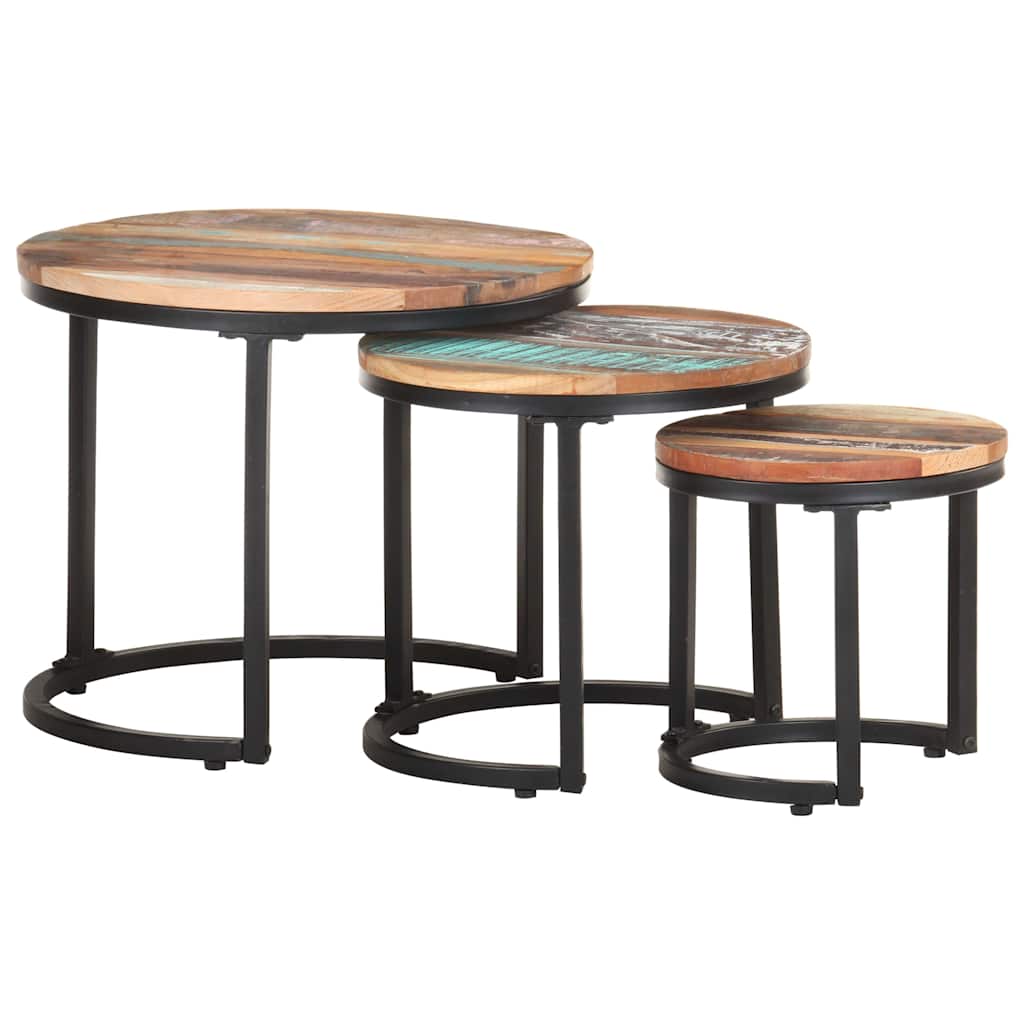 320688 vidaXL Side Tables 3 pcs Solid Reclaimed Wood