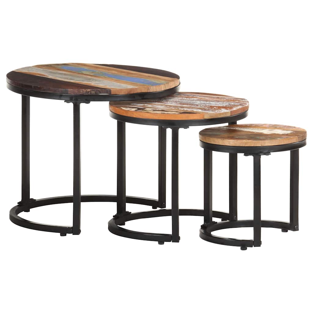 320688 vidaXL Side Tables 3 pcs Solid Reclaimed Wood