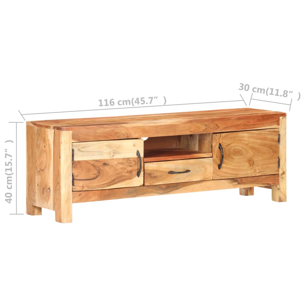 vidaXL TV Cabinet 116x30x40 cm Solid Acacia Wood