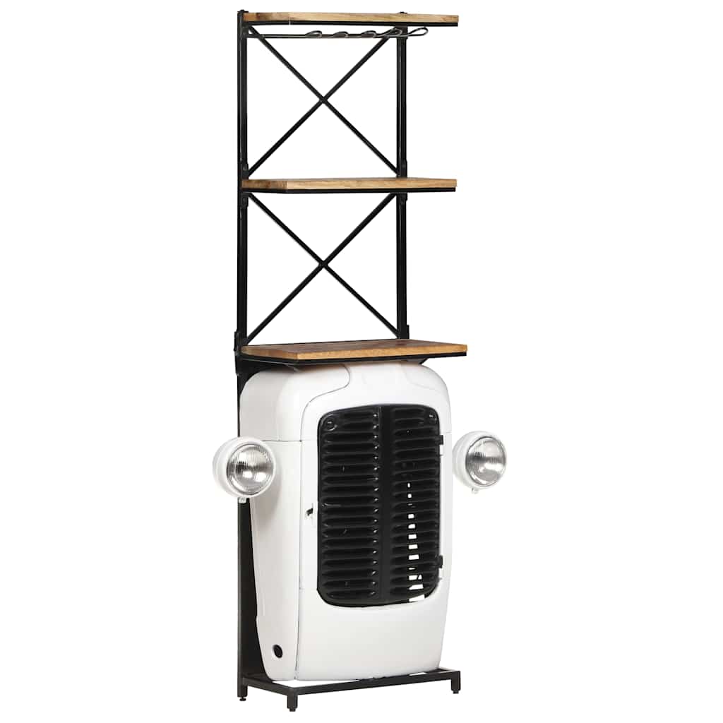 320487 vidaXL Tractor Wine Cabinet White 49x31x172 cm Rough Mango Wood