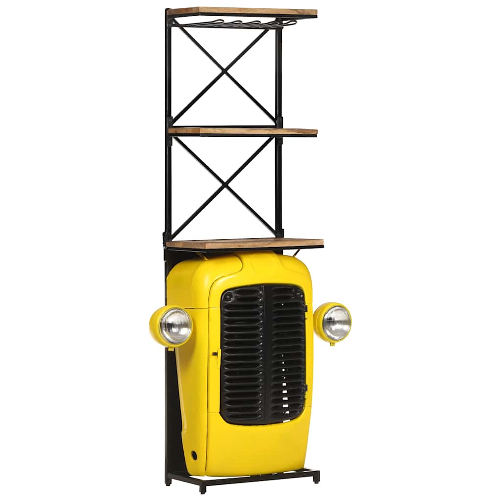 320488 vidaXL Tractor Wine Cabinet Yellow 49x31x172 cm Solid Mango Wood