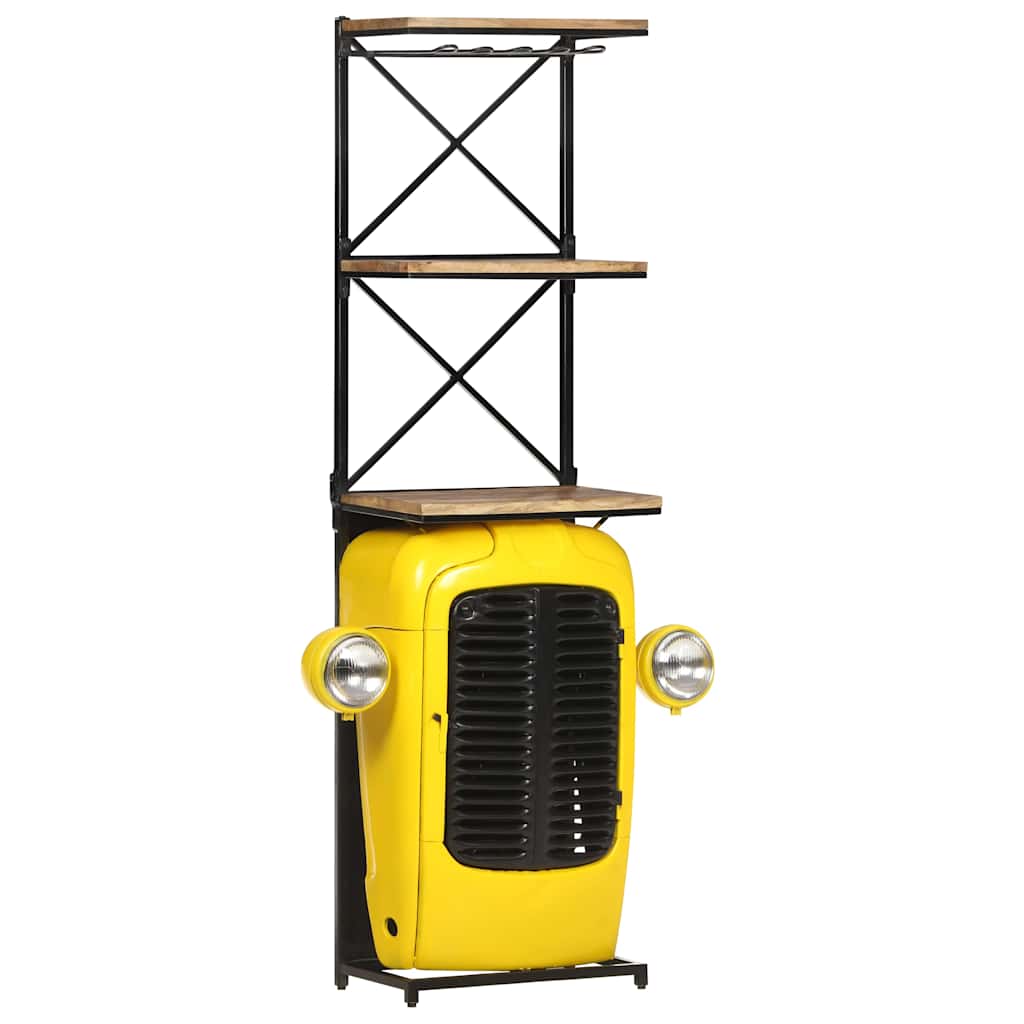 320488 vidaXL Tractor Wine Cabinet Yellow 49x31x172 cm Solid Mango Wood