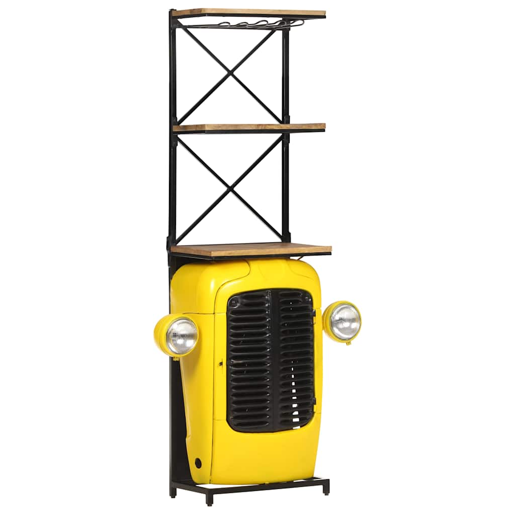 320488 vidaXL Tractor Wine Cabinet Yellow 49x31x172 cm Solid Mango Wood
