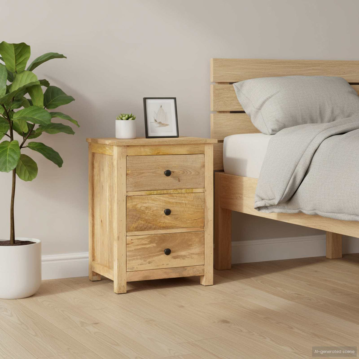 320807 vidaXL Bedside Cabinet 45x35x60 cm Solid Mango Wood