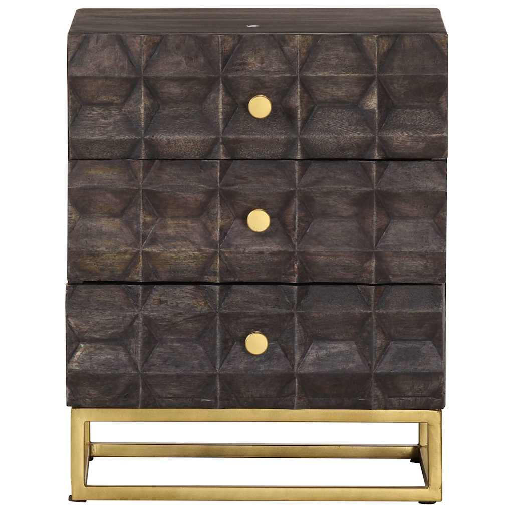 320813 vidaXL Bed Cabinet Black 40x30x50 cm Solid Mango Wood