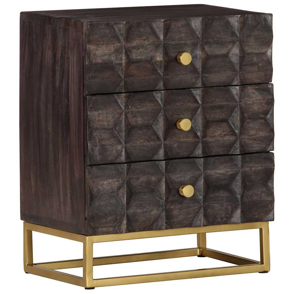 320813 vidaXL Bed Cabinet Black 40x30x50 cm Solid Mango Wood