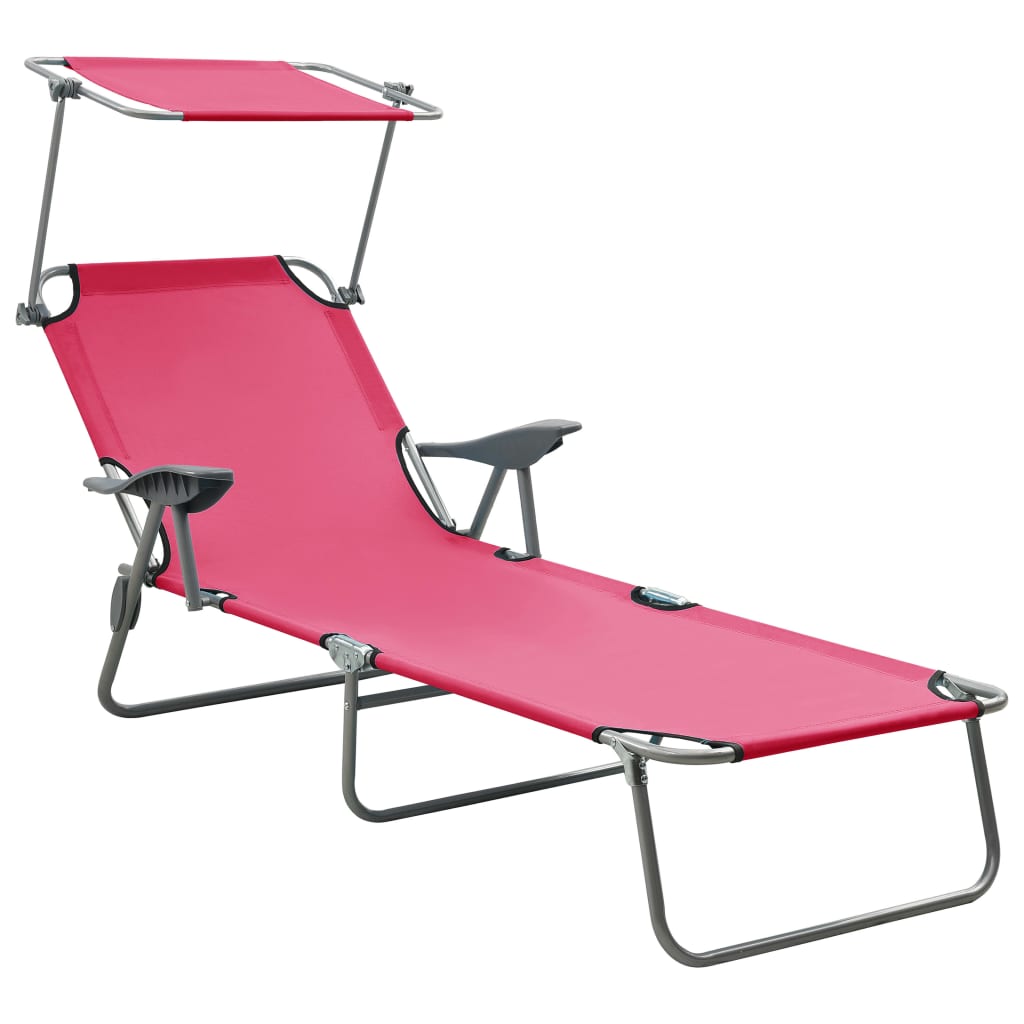 Outdoor Sunbed | Pink | Powder-coated steel and fabric | Large