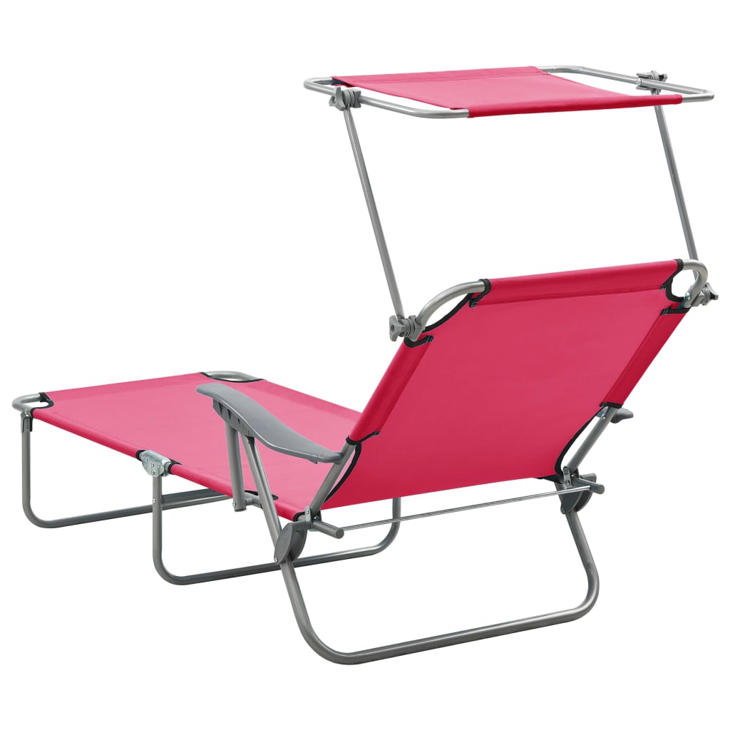 Outdoor Sunbed | Pink | Powder-coated steel and fabric | Large