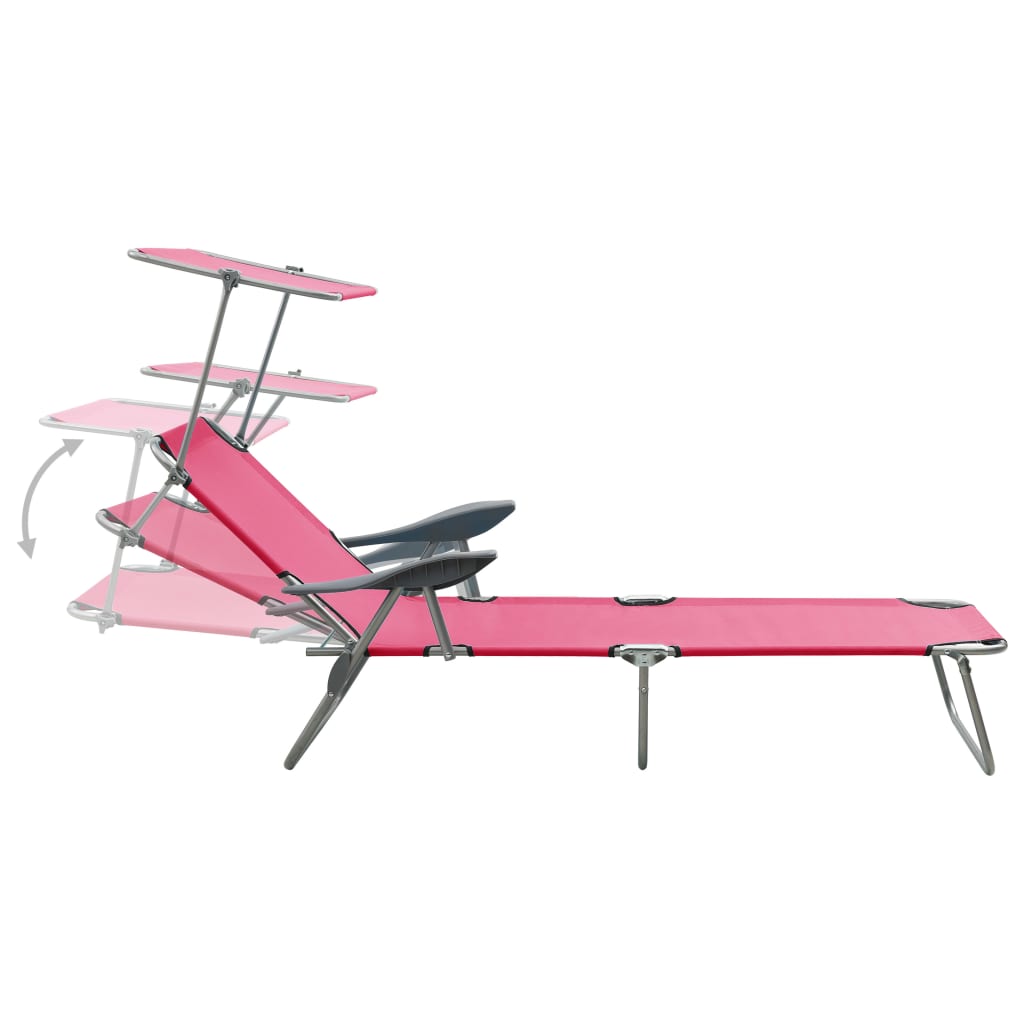 Outdoor Sunbed | Pink | Powder-coated steel and fabric | Large