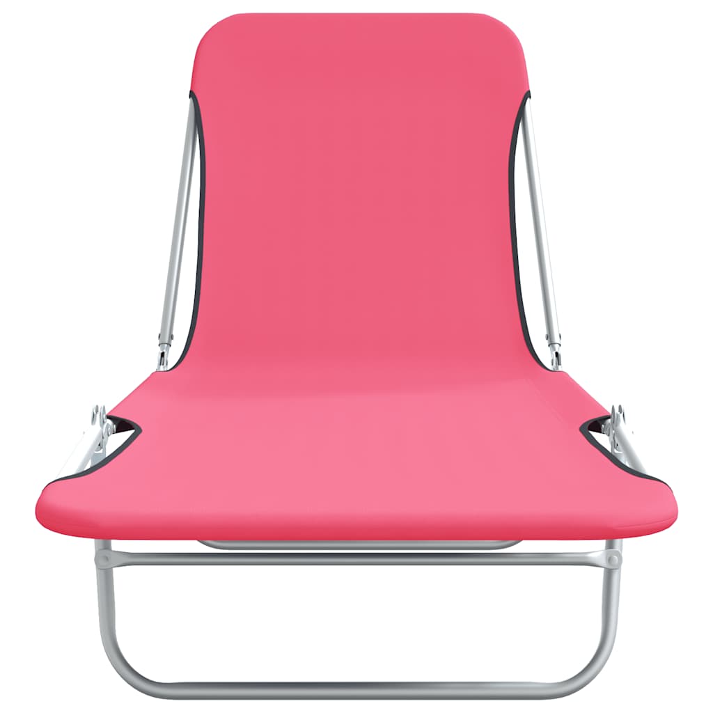 Folding Sun Loungers 2 pcs Steel and Fabric Pink