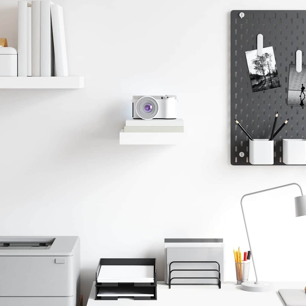 Floating Wall Shelf High Gloss White 23x23,5x3,8 cm MDF