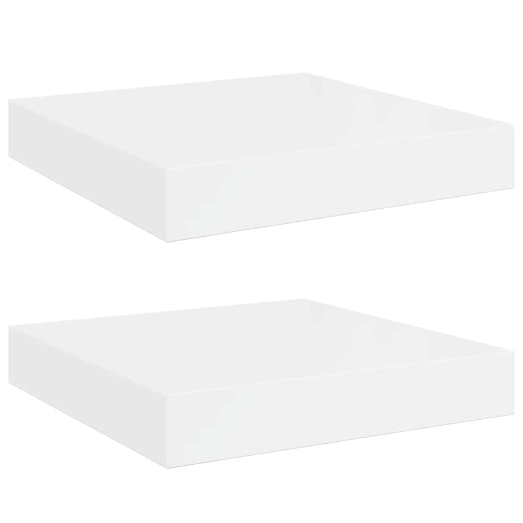 Floating Wall Shelves 2 pcs High Gloss White 23x23.5x3.8 cm MDF