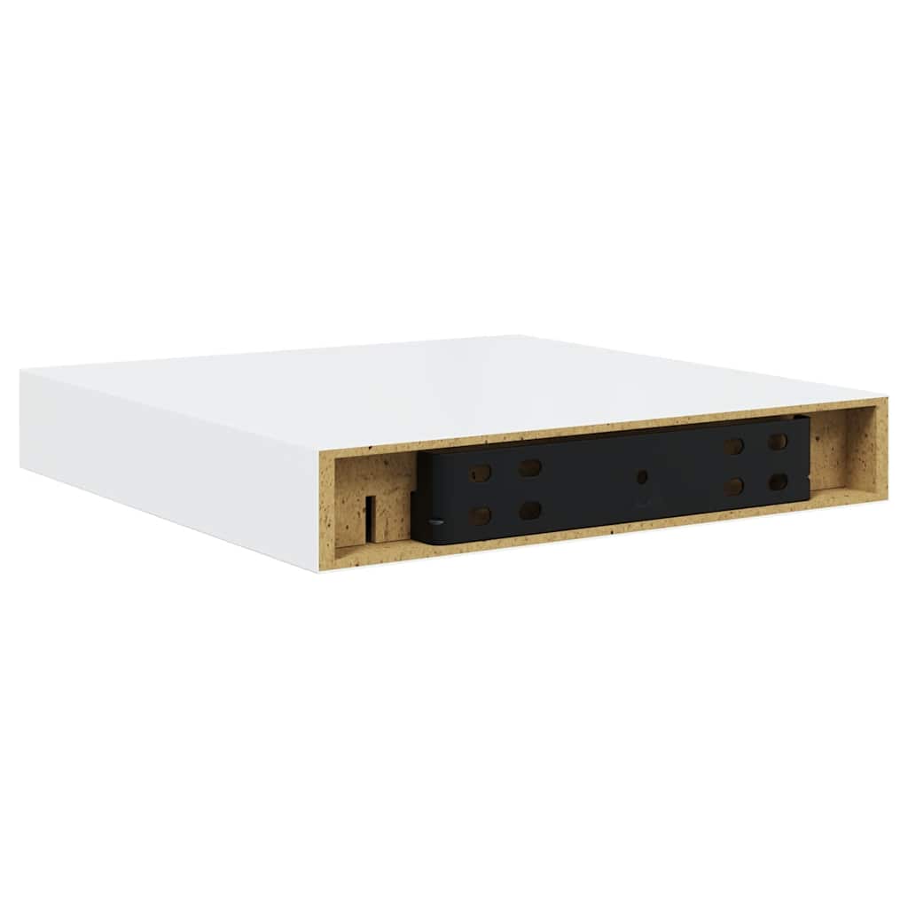 Floating Wall Shelves 2 pcs High Gloss White 23x23.5x3.8 cm MDF