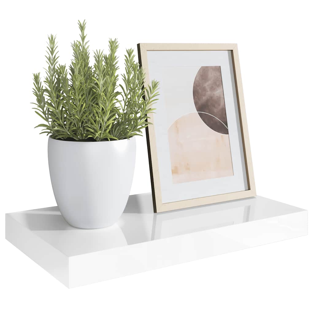 Floating Wall Shelf High Gloss White 40x23x3.8 cm MDF
