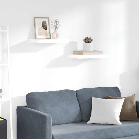Floating Wall Shelves 2 pcs High Gloss White 40x23.5x3.8 cm MDF