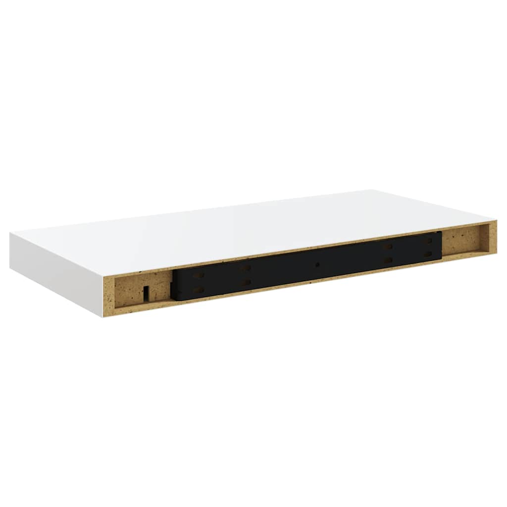 Floating Wall Shelves 2 pcs High Gloss White 50x23x3.8 cm MDF