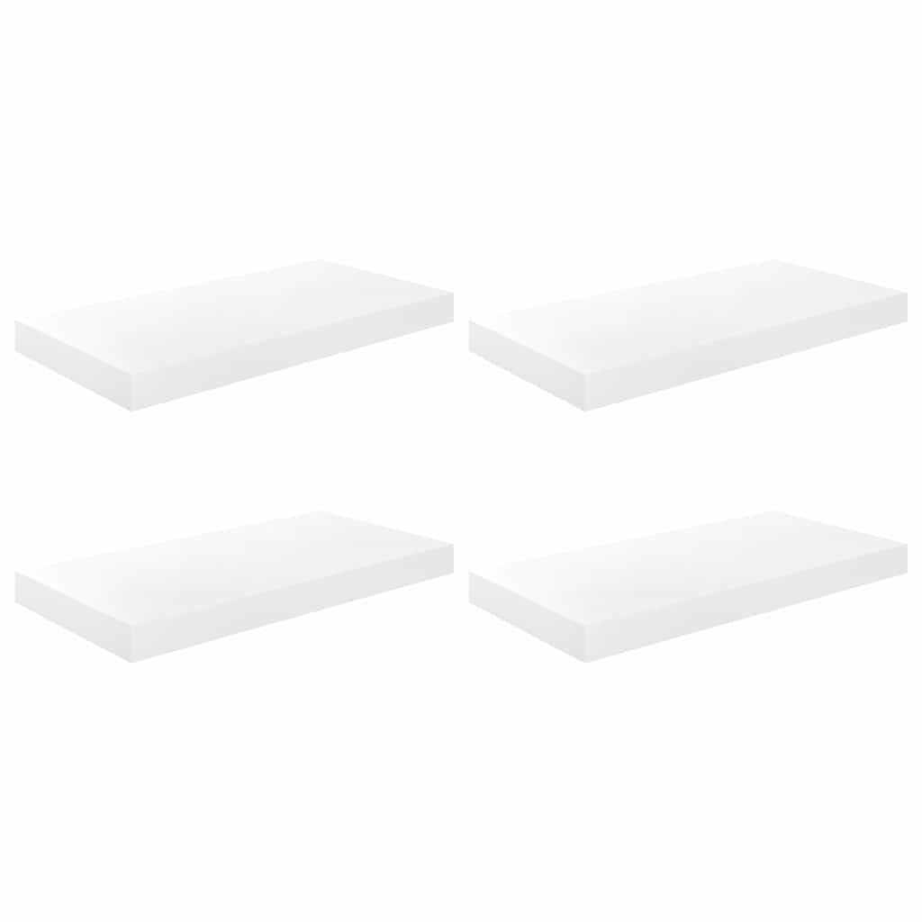 Floating Wall Shelves 4 pcs High Gloss White 50x23x3.8 cm MDF