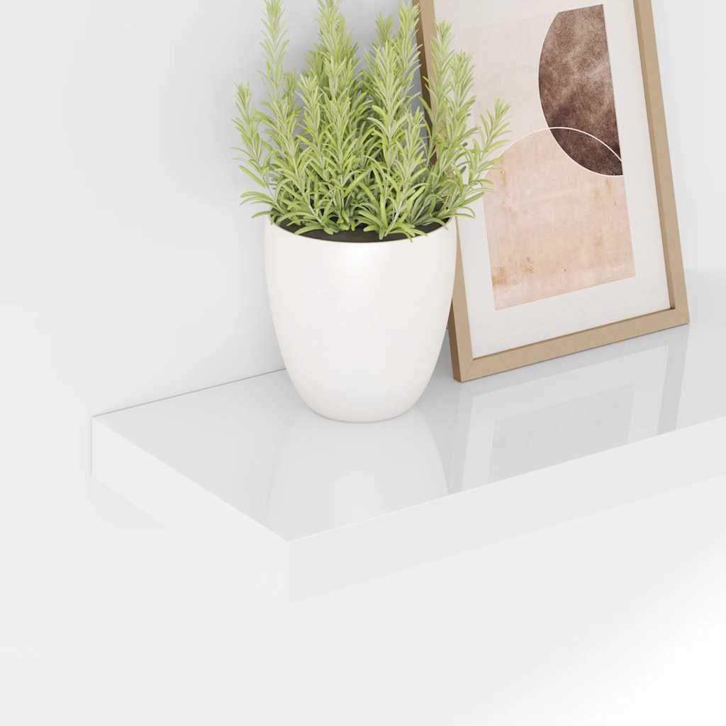 Floating Wall Shelves 4 pcs High Gloss White 50x23x3.8 cm MDF
