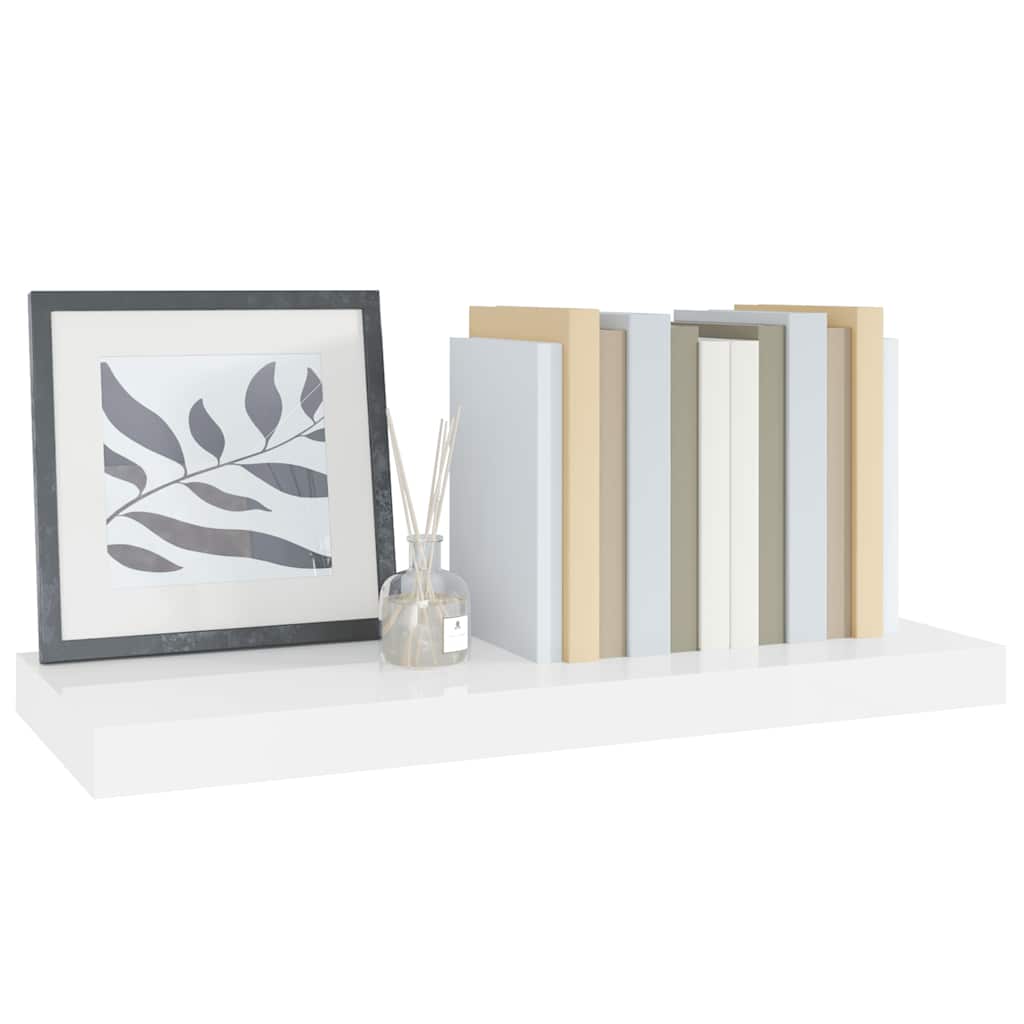 Floating Wall Shelf High Gloss White 60x23.5x3.8 cm MDF