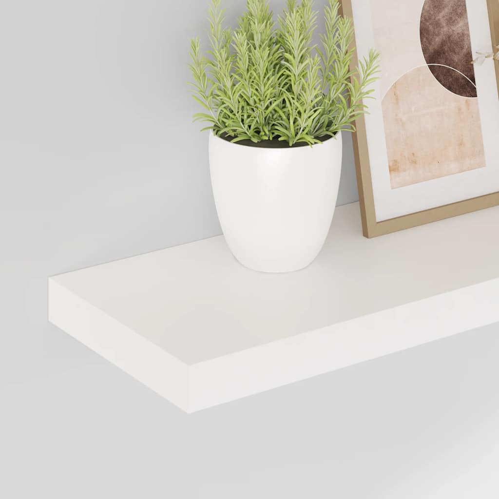 Floating Wall Shelves 2 pcs High Gloss White 60x23.5x3.8 cm MDF