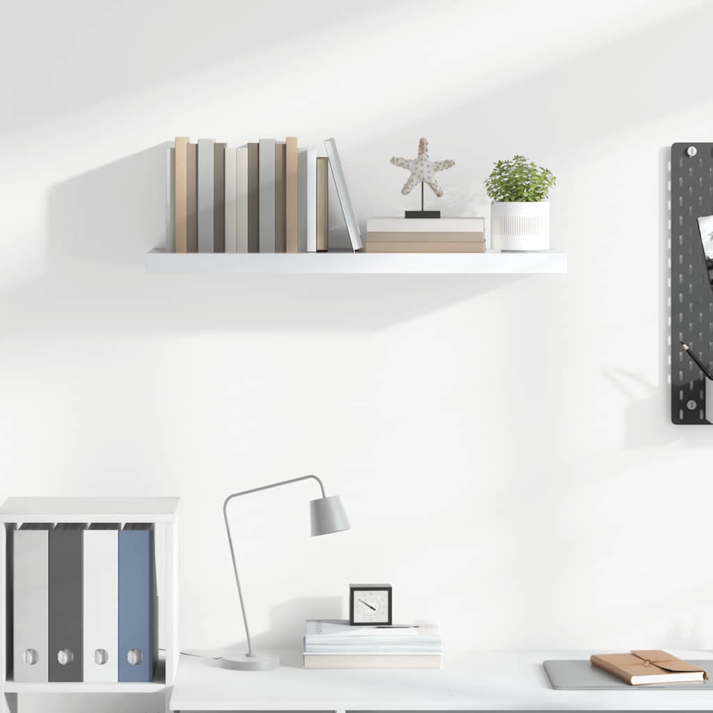 Floating Wall Shelf High Gloss White 80x23.5x3.8 cm MDF
