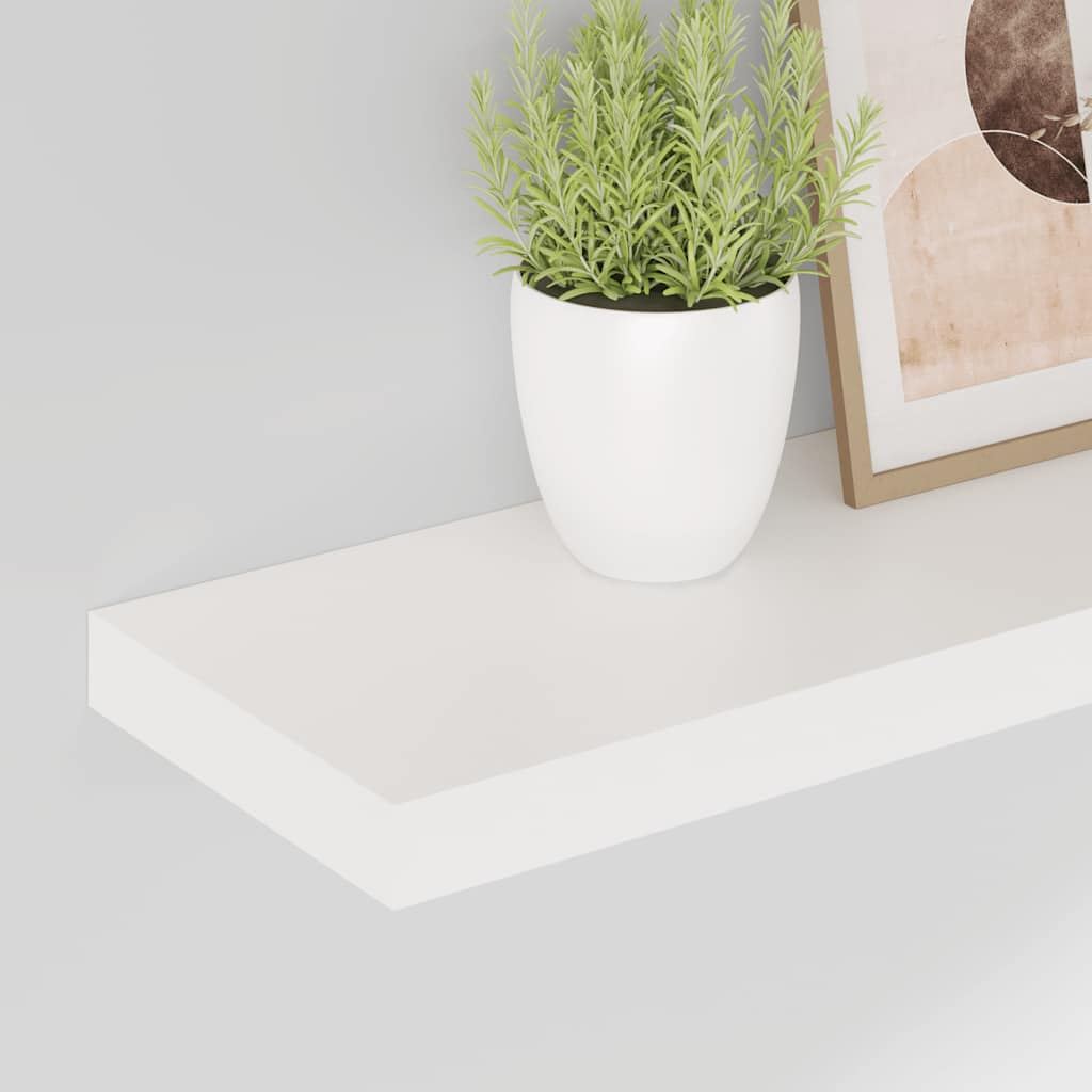 Floating Wall Shelves 2 pcs High Gloss White 80x23.5x3.8 cm MDF