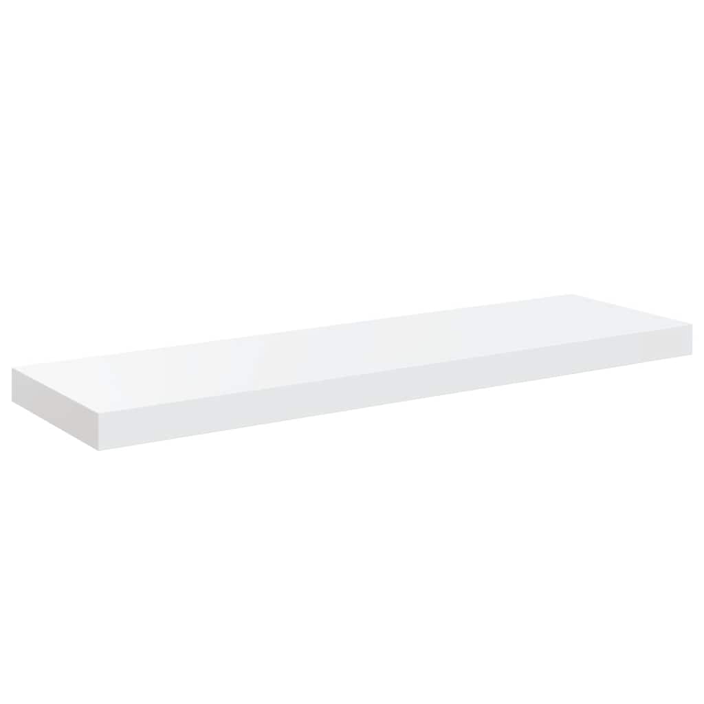Floating Wall Shelves 2 pcs High Gloss White 80x23.5x3.8 cm MDF