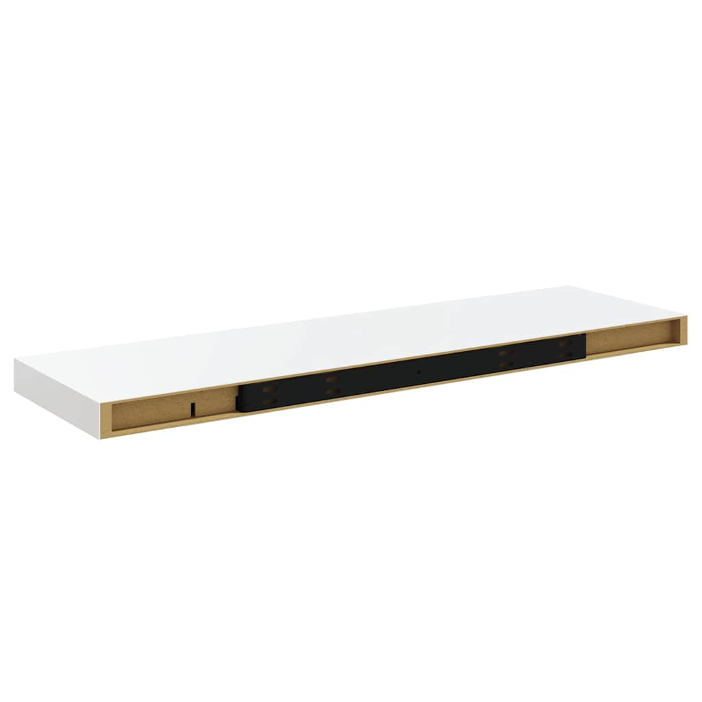 Floating Wall Shelves 2 pcs High Gloss White 80x23.5x3.8 cm MDF