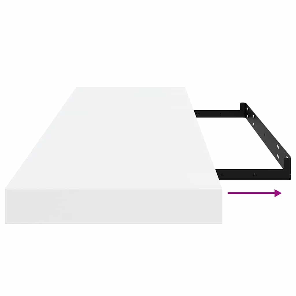 Floating Wall Shelves 2 pcs High Gloss White 80x23.5x3.8 cm MDF
