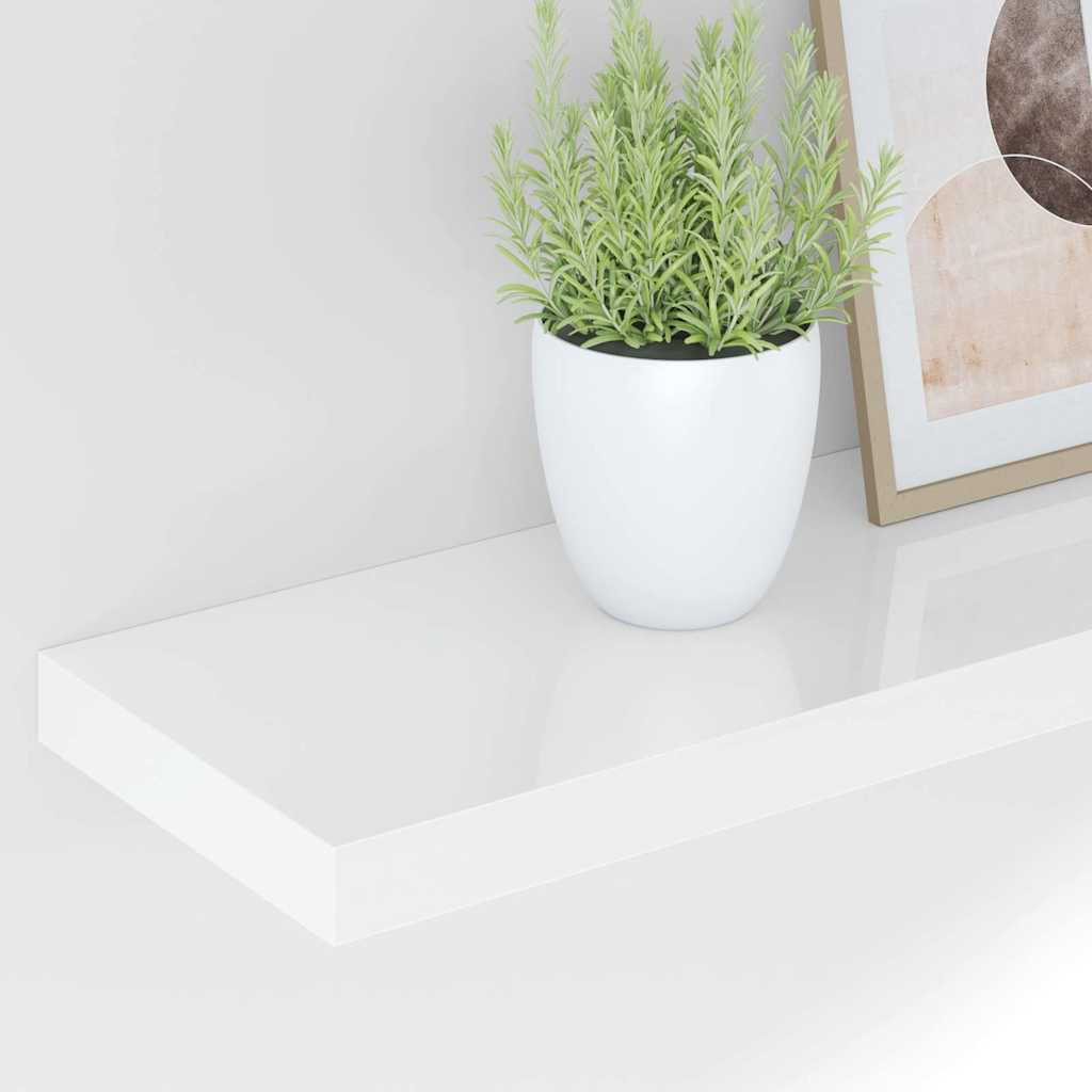 Floating Wall Shelves 4 pcs High Gloss White 80x23.5x3.8 cm MDF