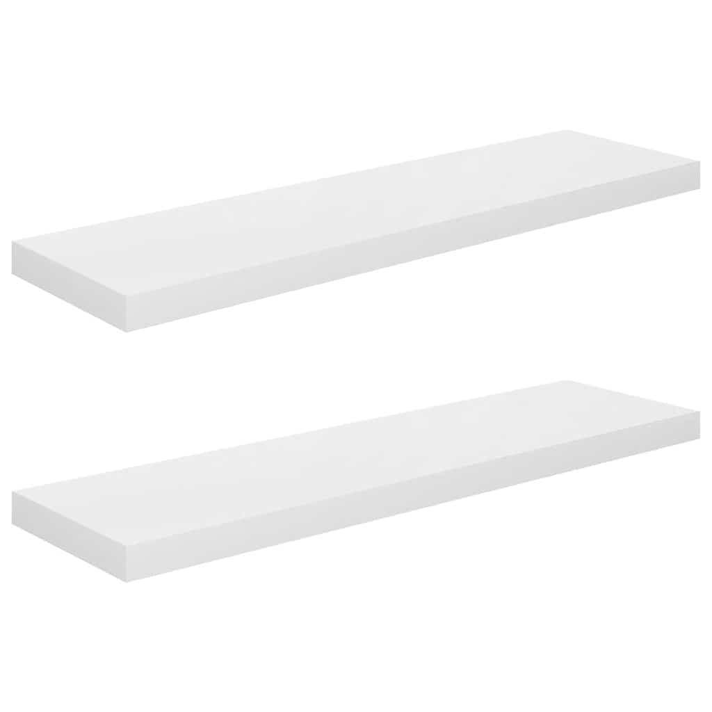 Floating Wall Shelves 2 pcs High Gloss White 90x23.5x3.8 cm MDF