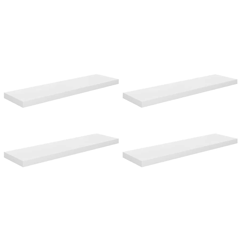 Floating Wall Shelves 4 pcs High Gloss White 90x23.5x3.8 cm MDF