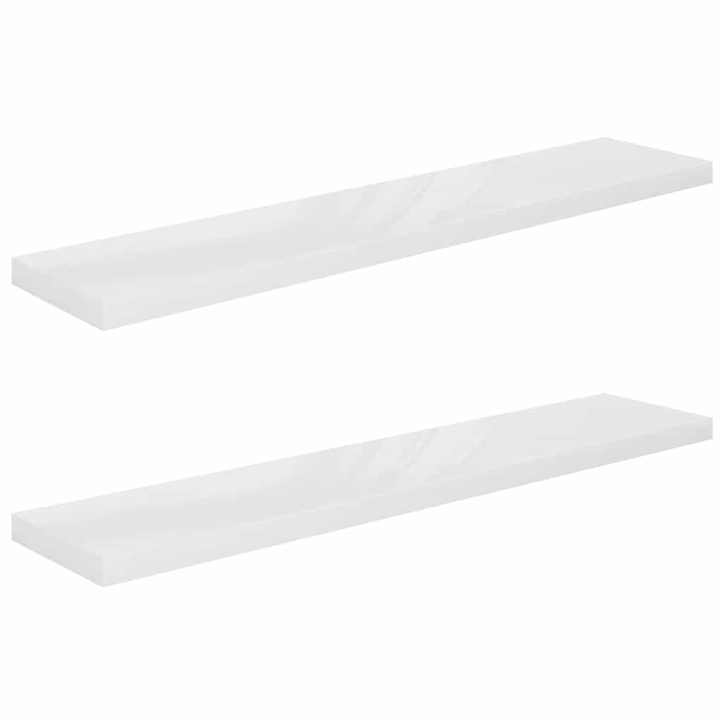 Floating Wall Shelves 2 pcs High Gloss White 120x23.5x3.8 cm MDF