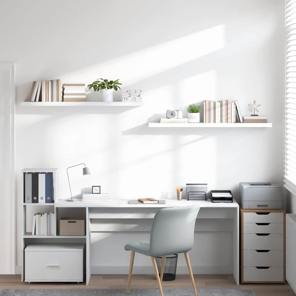 Floating Wall Shelves 2 pcs High Gloss White 120x23.5x3.8 cm MDF