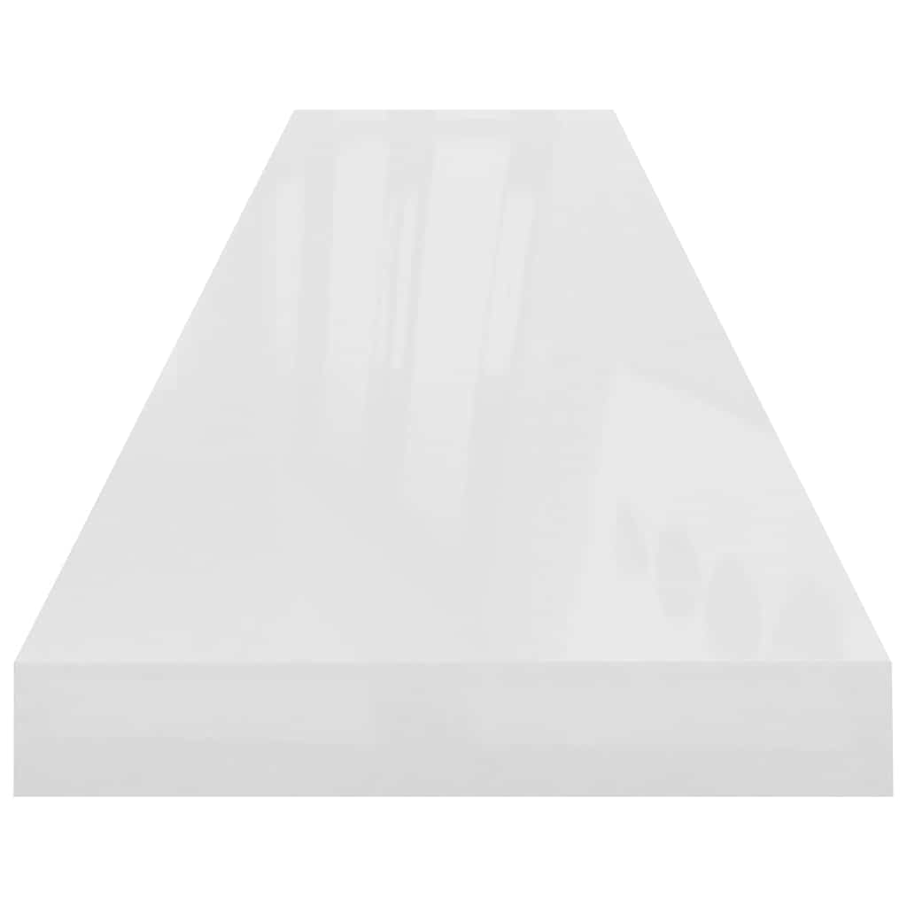 Floating Wall Shelves 2 pcs High Gloss White 120x23.5x3.8 cm MDF