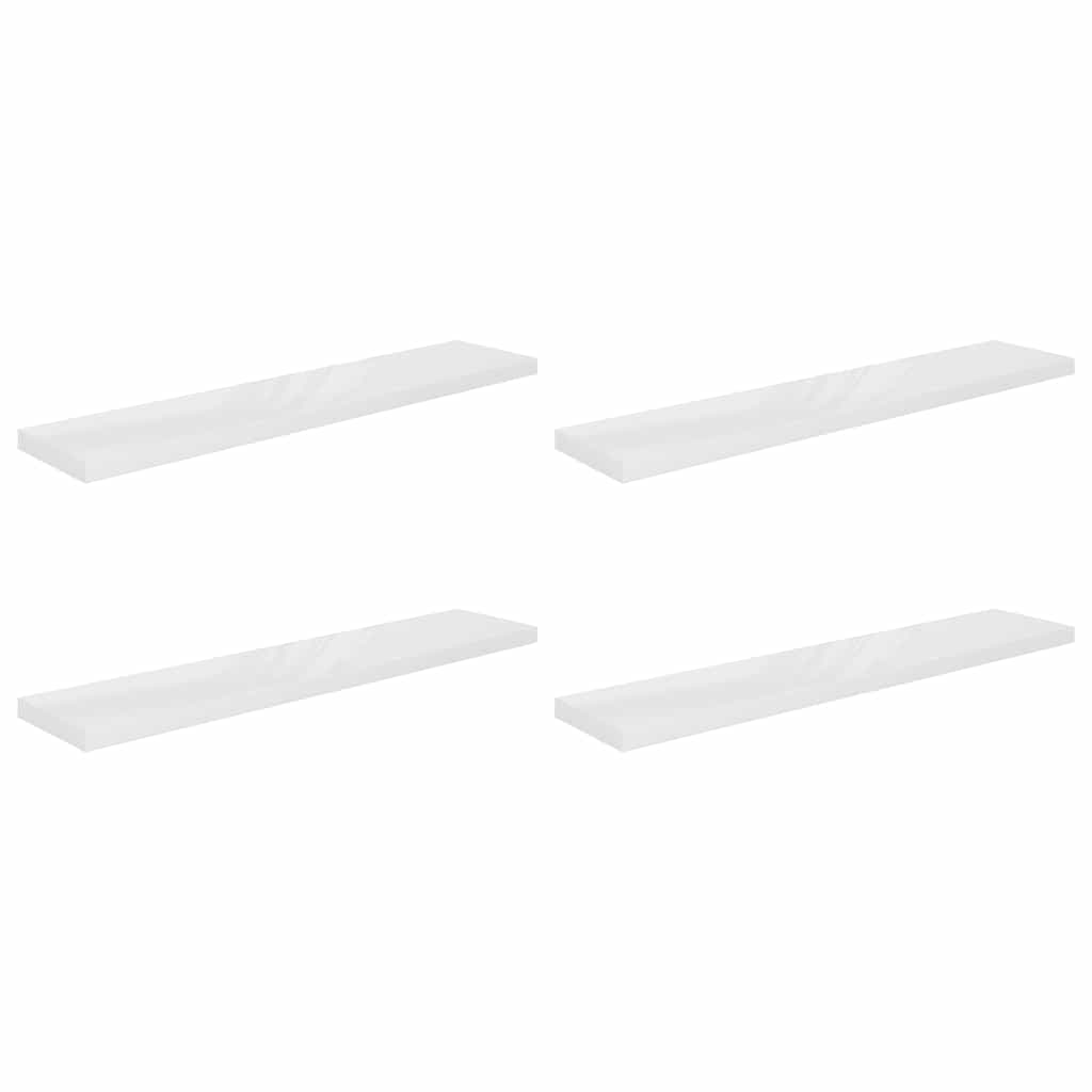 Floating Wall Shelves 4 pcs High Gloss White 120x23.5x3.8 cm MDF