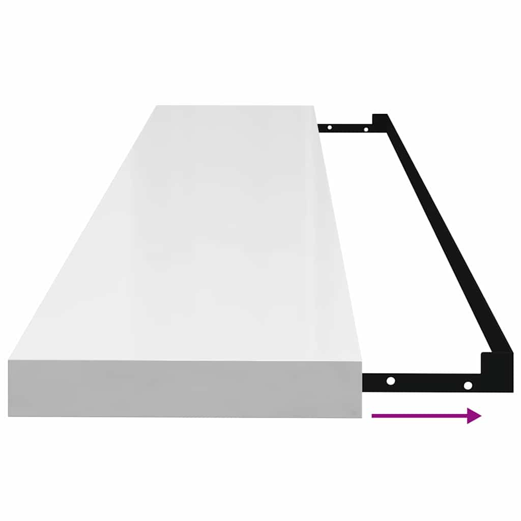 Floating Wall Shelves 4 pcs High Gloss White 120x23,5x3,8 cm MDF