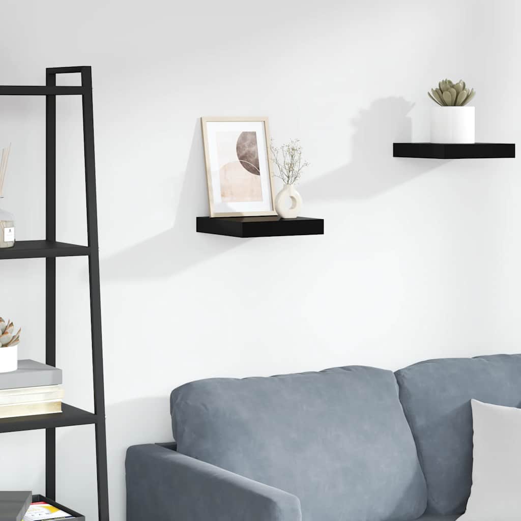 Floating Wall Shelf High Gloss Black 23x23.5x3.8 cm MDF
