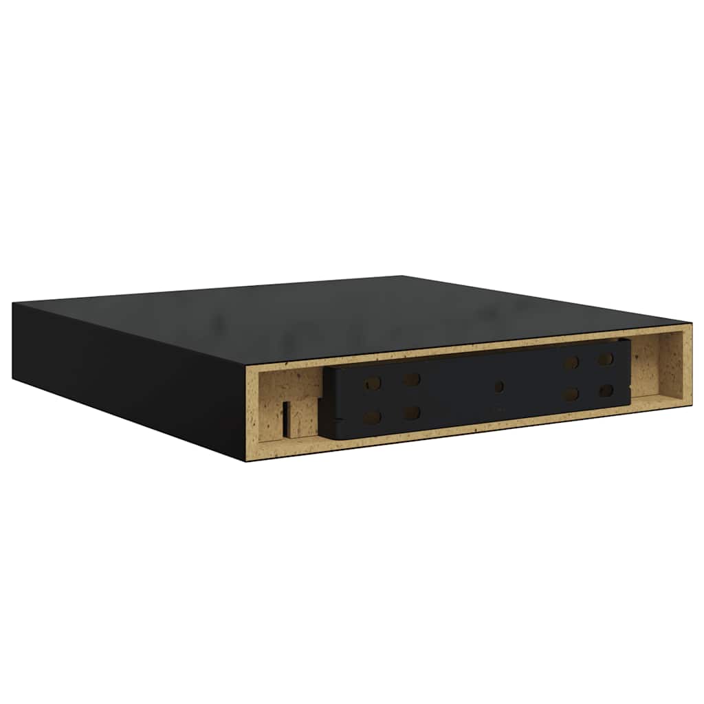 Floating Wall Shelves 4 pcs High Gloss Black 23x23.5x3.8 cm MDF